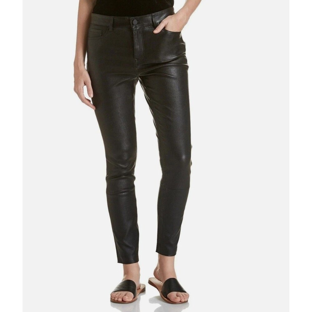 Theory Urban Street Leather Pants Black Size 10 Lamb Leather Straight Leg $995